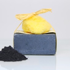 Soap for deep cleansing with activated charcoal and natural sponge for face